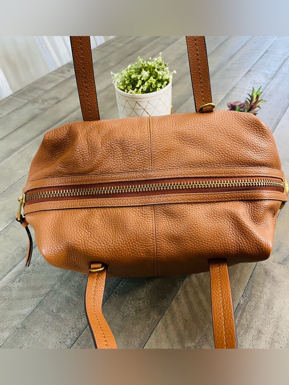 J. Crew Cognac Brown Leather Satchel - Picture 9 of 12